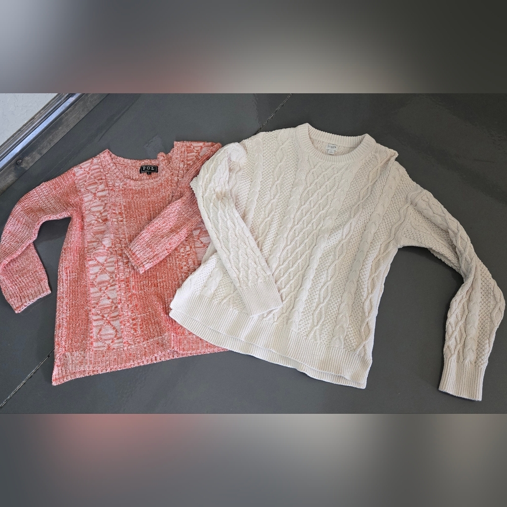 Women's Cream Cable Knit Sweater & Orange Cable Sweater